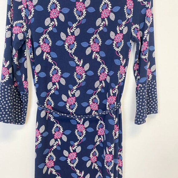 Boden Navy and Pink Paisley Dress with Waist Tie - Picture 10 of 12